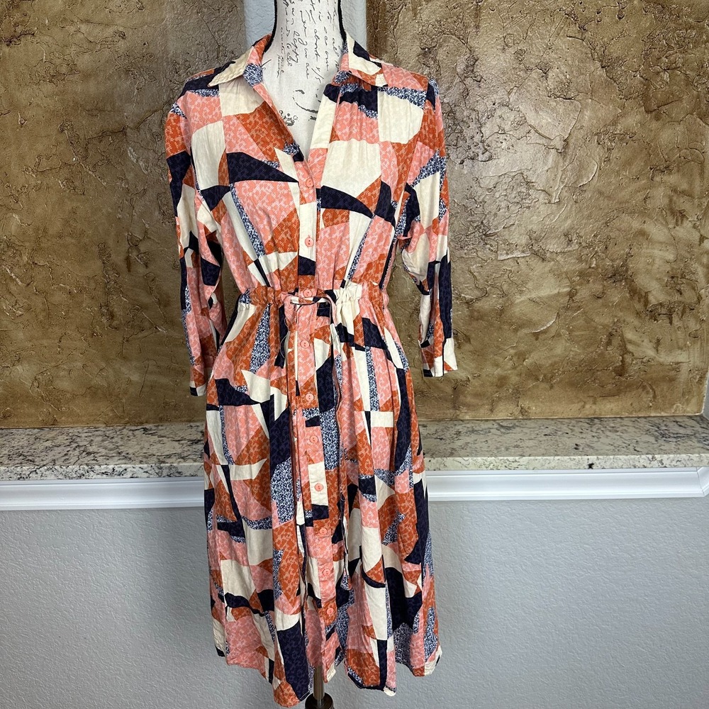 Corey Lynn Calter Anthropologie‎ Midi Shirt Dress Womens XS Patchwork Abstract